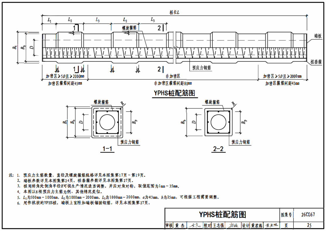 《变截面预应力混凝土空心方桩》（图集编号：26CG67）【高清无水印PDF版下载】2