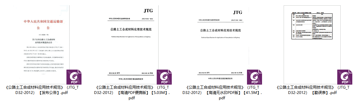 《公路土工合成材料应用技术规范》（JTG/T D32-2012）+释义手册 +勘误表【打包下载】【高清无水印PDF版】3