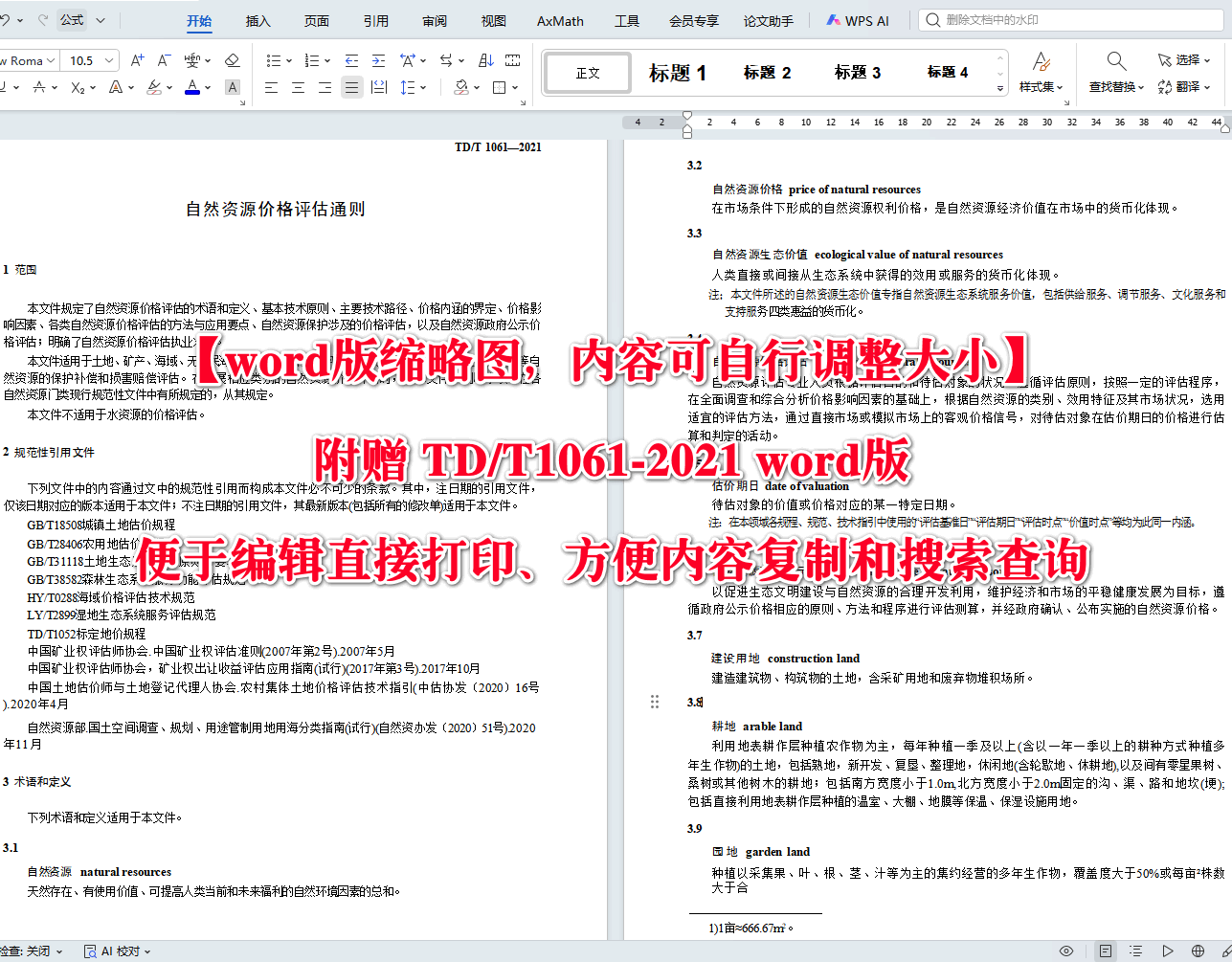 《自然资源价格评估通则》（TD/T1061-2021）【全文附高清无水印PDF+可编辑Word版下载】3