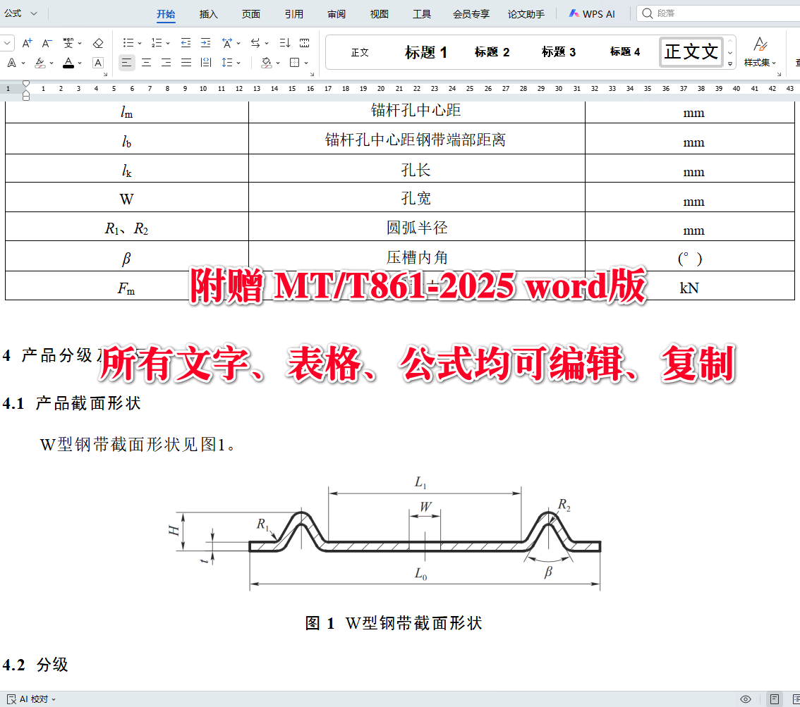 《矿用W型钢带》（MT/T861-2025）【全文附高清无水印PDF+可编辑Word版下载】4